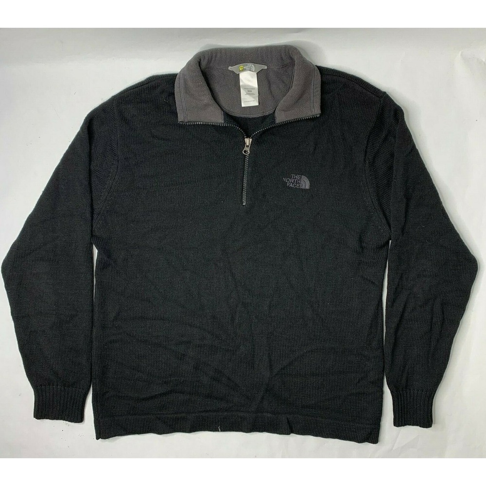 The North Face Apex Mens Medium 1/4 Zip‎ Sweater Jacket Black Long Sleeve